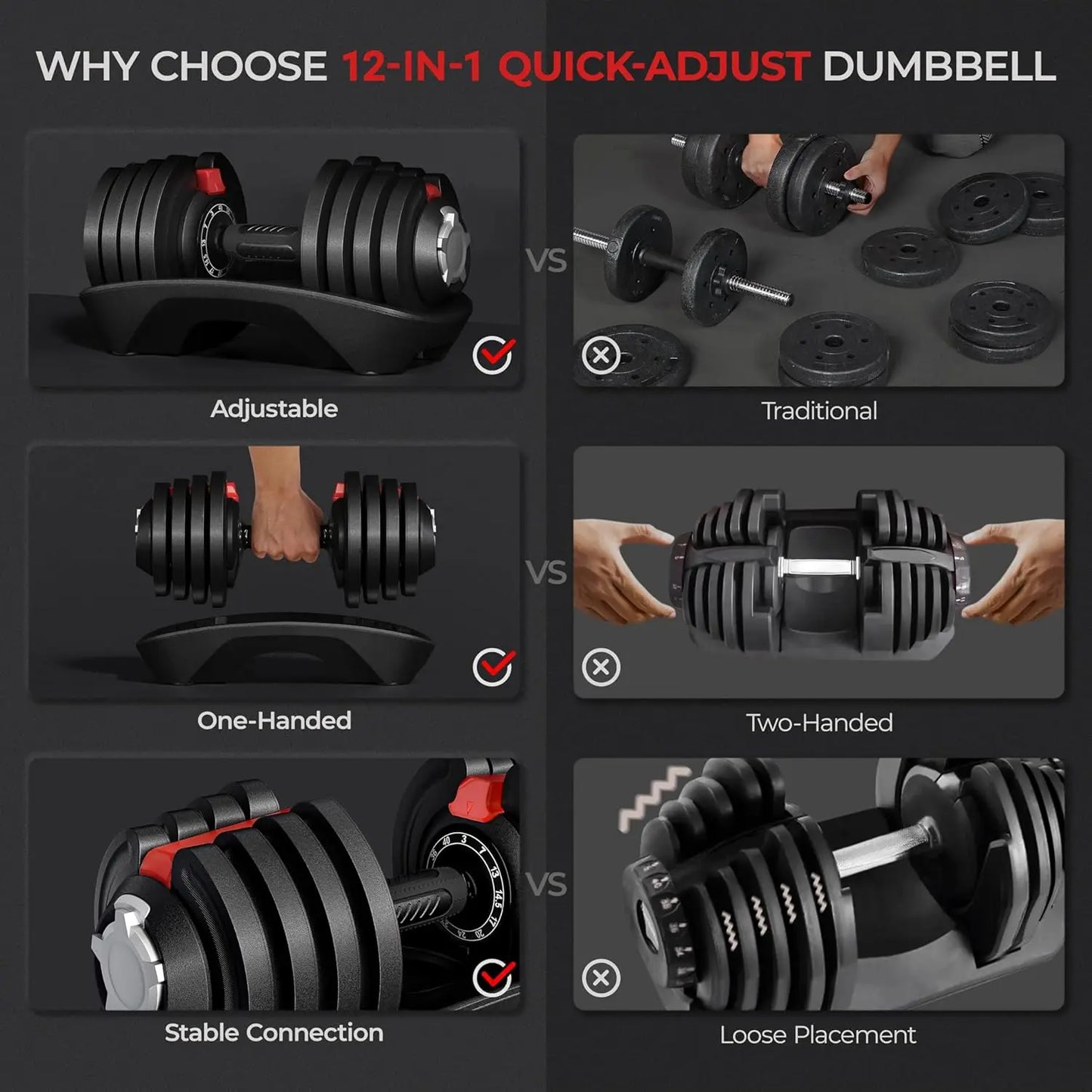 VeeWell IronCore™ Pro Adjustable Dumbbell System (Up to 90LB)